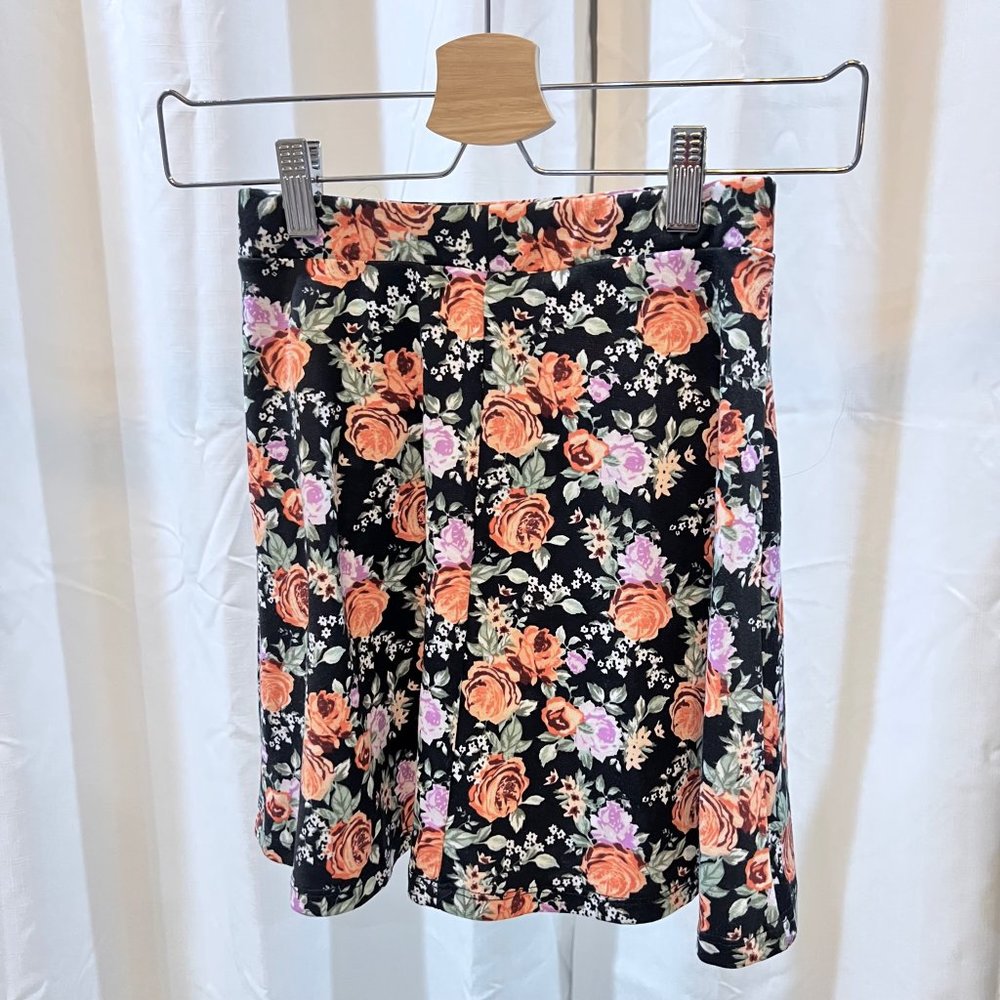 Divided Floral Pattern Stretchy Polyester Skirt - image 2